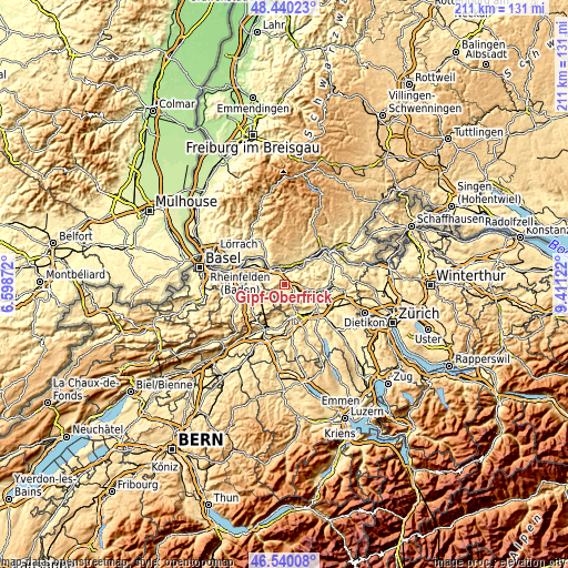 Topographic map of Gipf-Oberfrick