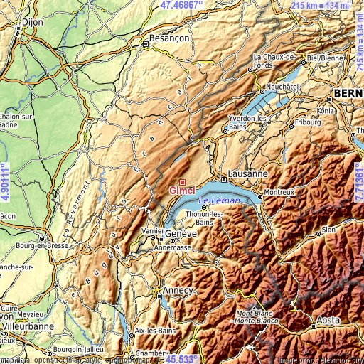 Topographic map of Gimel