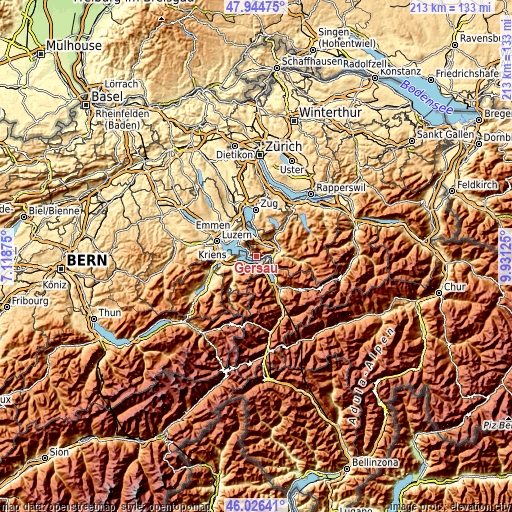 Topographic map of Gersau