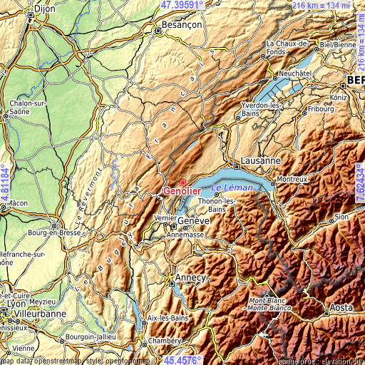 Topographic map of Genolier