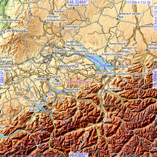 Topographic map of Ganterschwil
