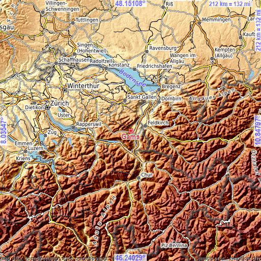 Topographic map of Gams