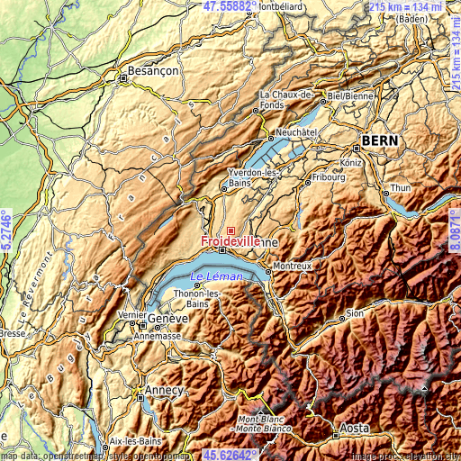 Topographic map of Froideville