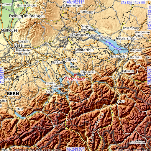 Topographic map of Freienbach