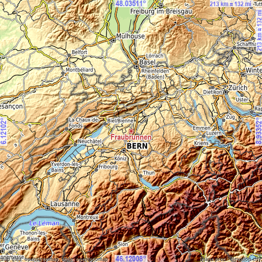 Topographic map of Fraubrunnen