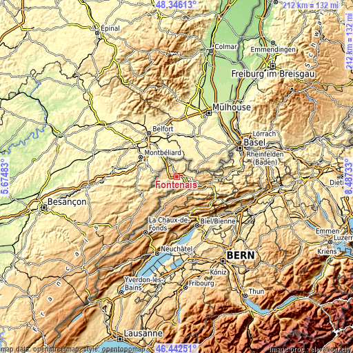 Topographic map of Fontenais