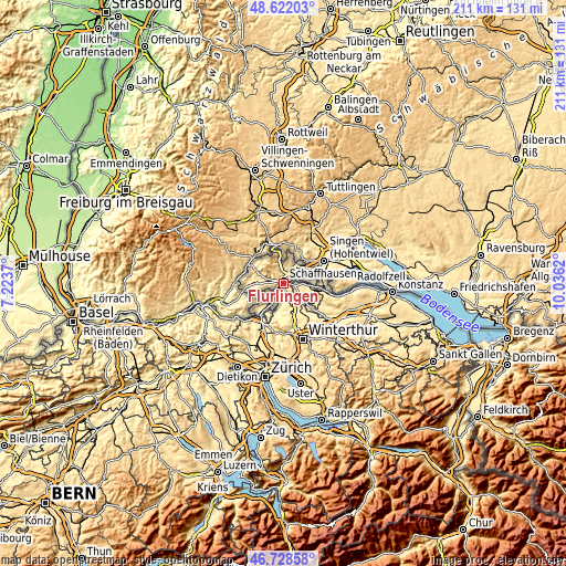 Topographic map of Flurlingen