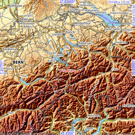 Topographic map of Flüelen