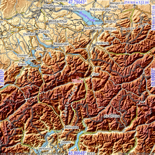 Topographic map of Flims