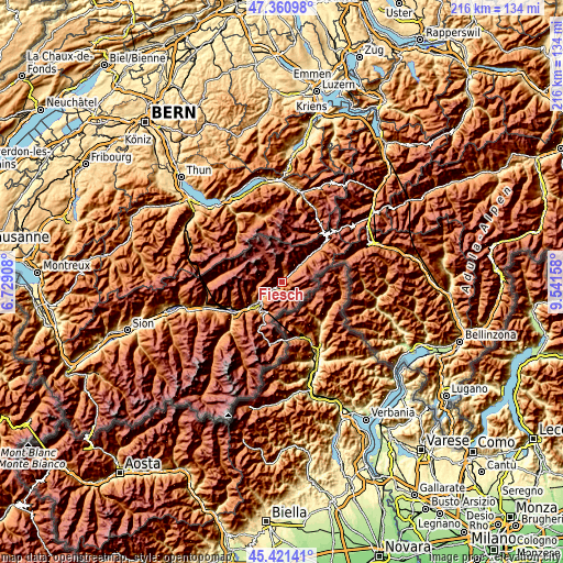 Topographic map of Fiesch