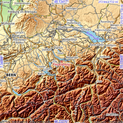 Topographic map of Feusisberg