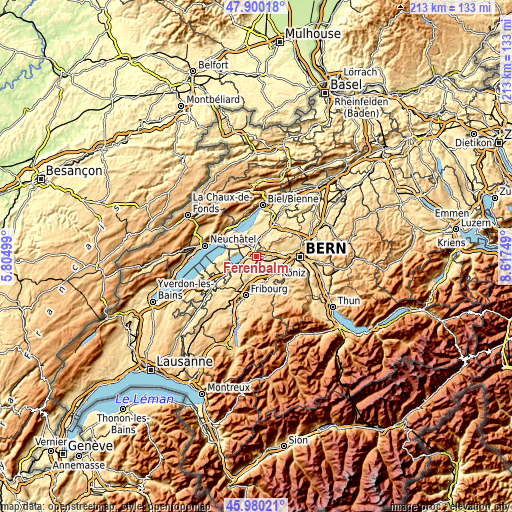 Topographic map of Ferenbalm