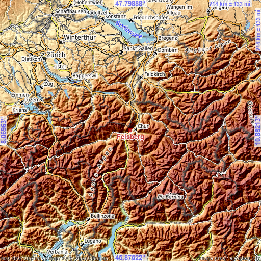 Topographic map of Felsberg