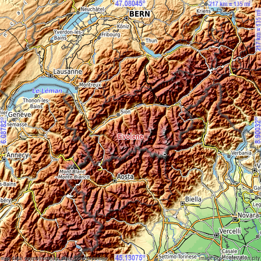 Topographic map of Evolène