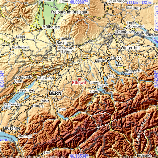 Topographic map of Ettiswil