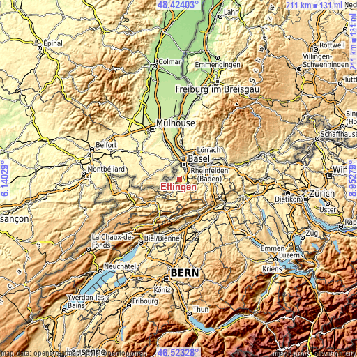 Topographic map of Ettingen