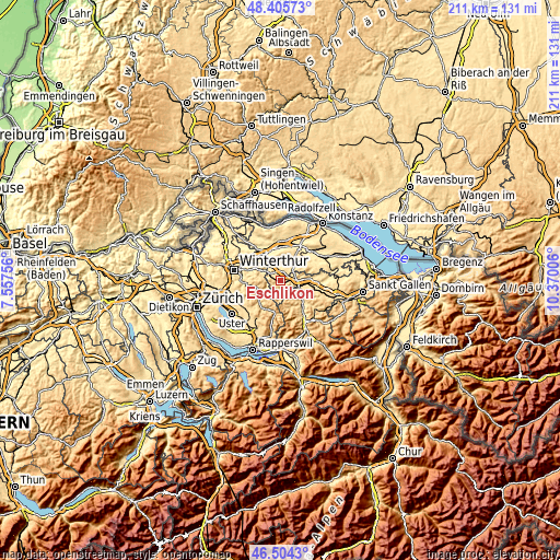 Topographic map of Eschlikon