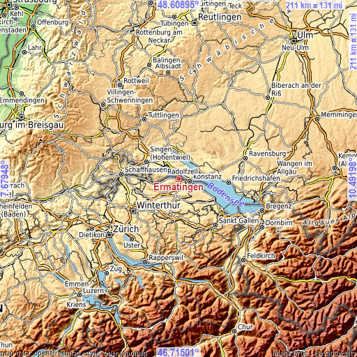 Topographic map of Ermatingen