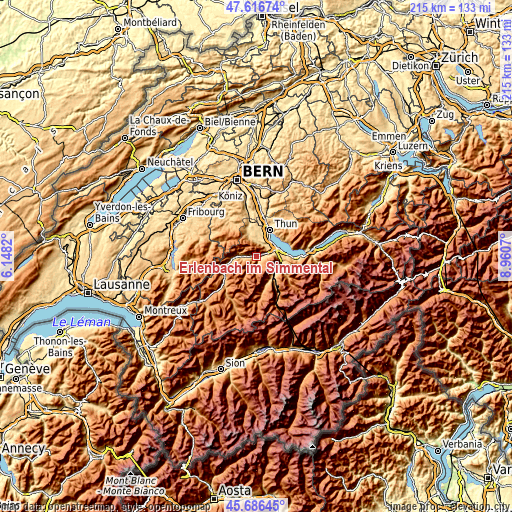 Topographic map of Erlenbach im Simmental