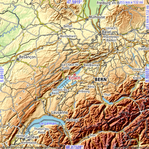 Topographic map of Erlach