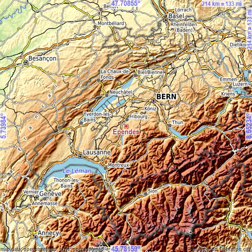 Topographic map of Ependes