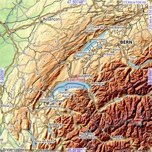 Topographic map of Epalinges
