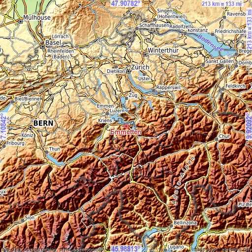 Topographic map of Emmetten