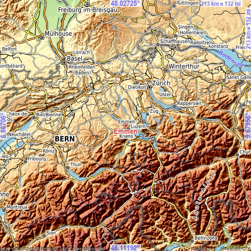 Topographic map of Emmen