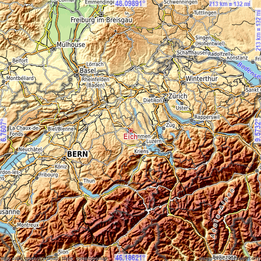 Topographic map of Eich