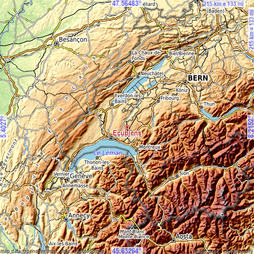 Topographic map of Ecublens