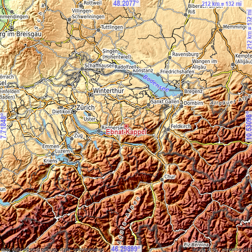 Topographic map of Ebnat-Kappel