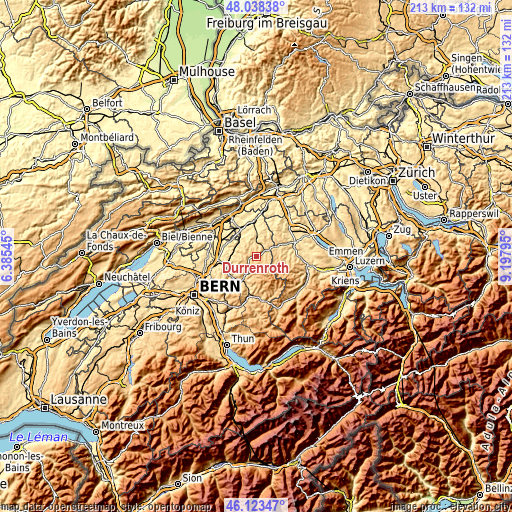 Topographic map of Dürrenroth