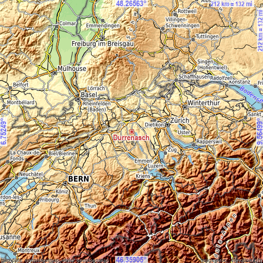 Topographic map of Dürrenäsch