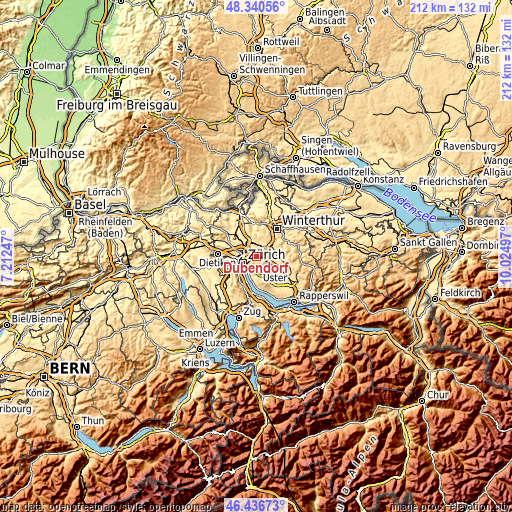 Topographic map of Dübendorf