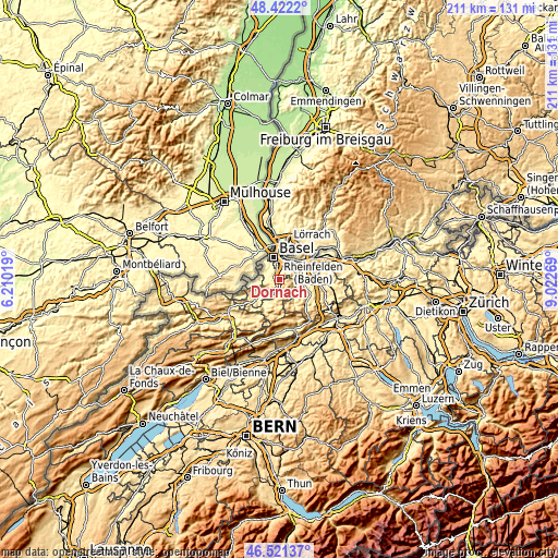 Topographic map of Dornach