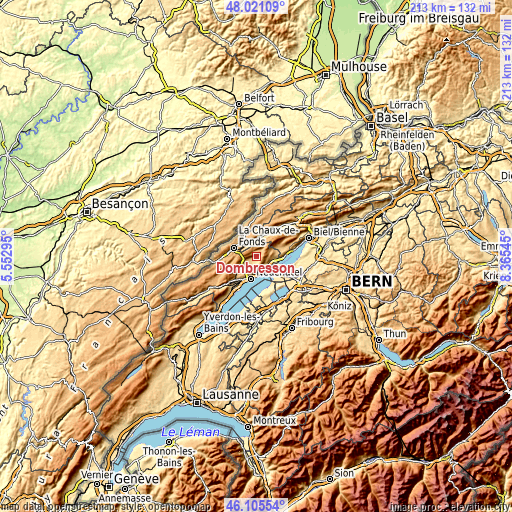 Topographic map of Dombresson