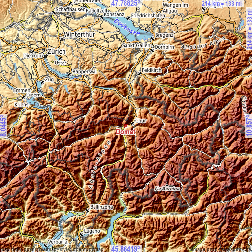 Topographic map of Domat