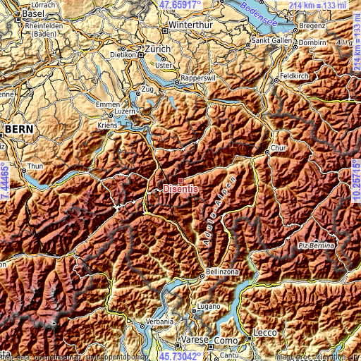 Topographic map of Disentis