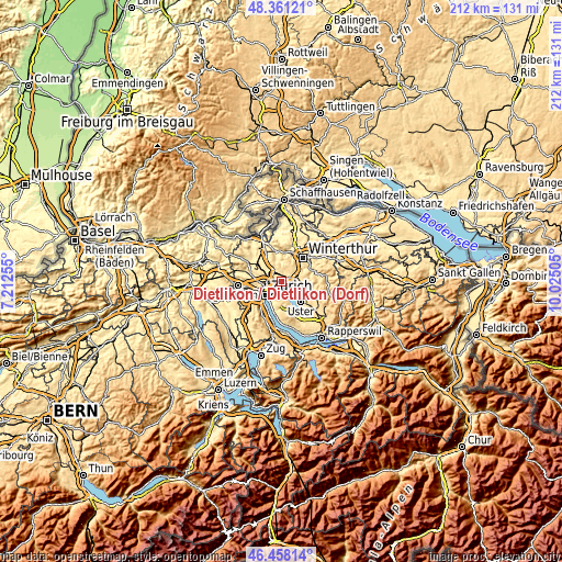 Topographic map of Dietlikon / Dietlikon (Dorf)