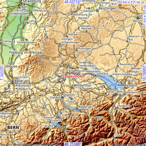 Topographic map of Diessenhofen