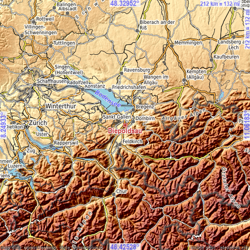 Topographic map of Diepoldsau