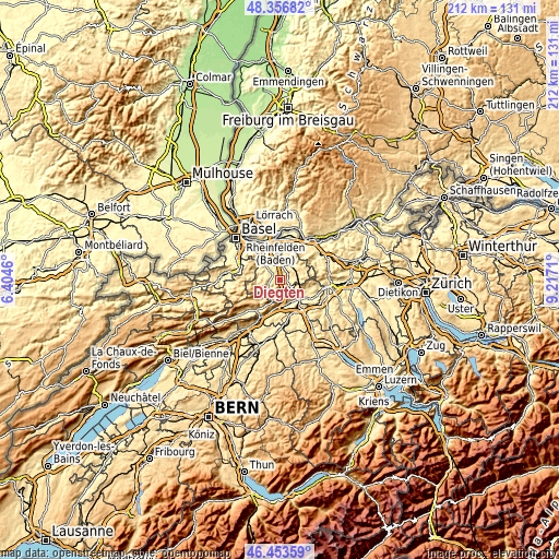 Topographic map of Diegten