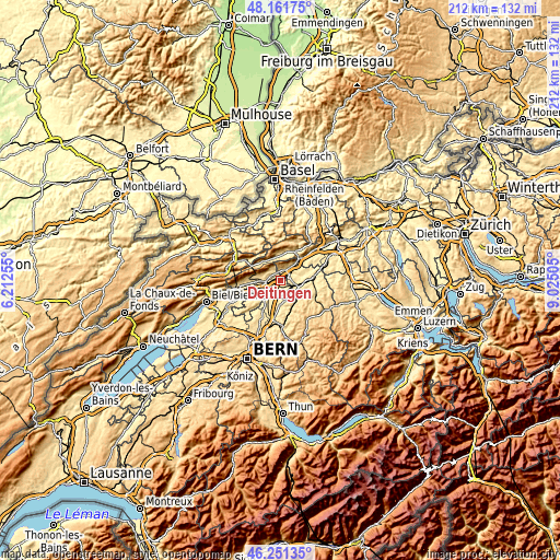 Topographic map of Deitingen