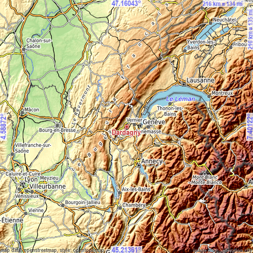 Topographic map of Dardagny