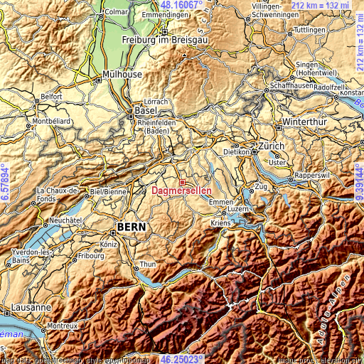 Topographic map of Dagmersellen