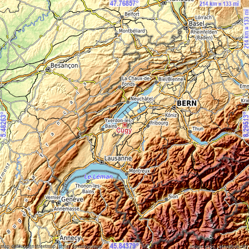 Topographic map of Cugy