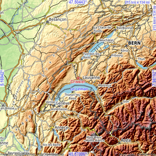 Topographic map of Crissier