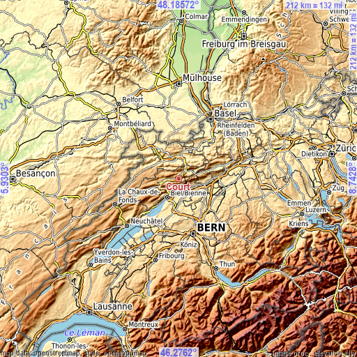 Topographic map of Court