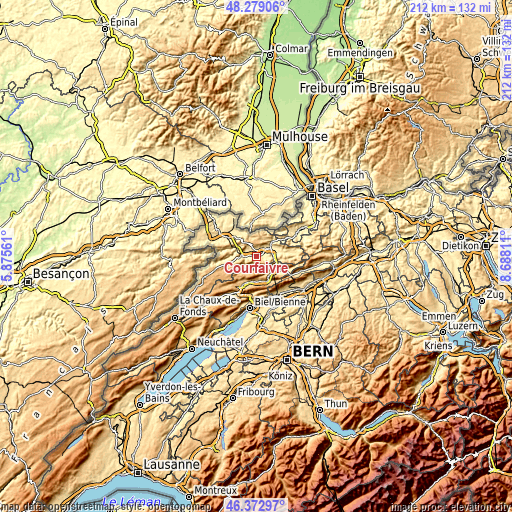 Topographic map of Courfaivre