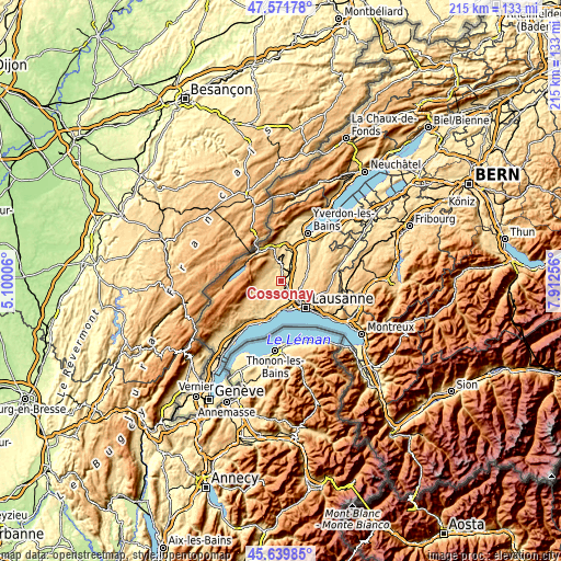 Topographic map of Cossonay